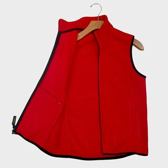 Woolrich Fleece Vest Womens Small Red Full Zip High Neck Lightweight Cozy Warm - Picture 6 of 10